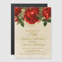 Rosas Vermelhas Elegantes Vintage para Aniversário