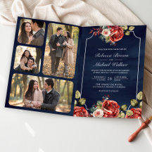 Rosas Vermelhas Quadro Floral Azul Marinho Código 