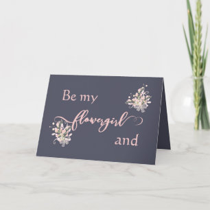 Convite Rose Quartz Floral Be My Flowergirl Card