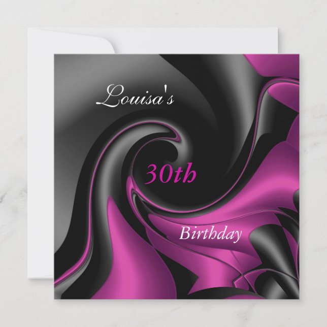 Convite Roxo Abstrato para Aniversário de 30 Anos (Frente)