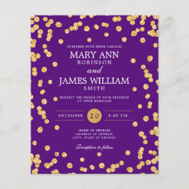 Convite Roxo com Glitter Dourado e Confete para Ca