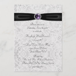 Convite roxo de prata preto do doce 16