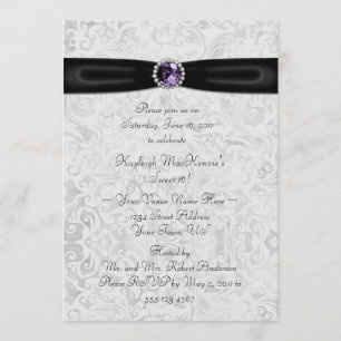 Convite roxo de prata preto do doce 16