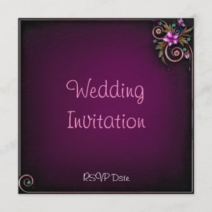 Convite roxo do casamento da flor
