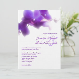 Convite roxo do casamento da orquídea