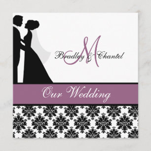 Convite roxo do casamento do casal do casamento