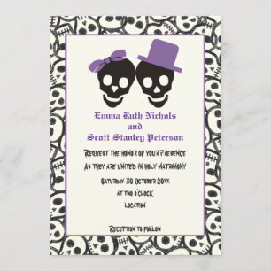 Convite roxo do casamento do Dia das Bruxas dos