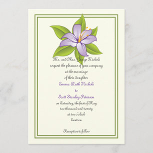 Convite roxo do casamento do lilac do lírio do