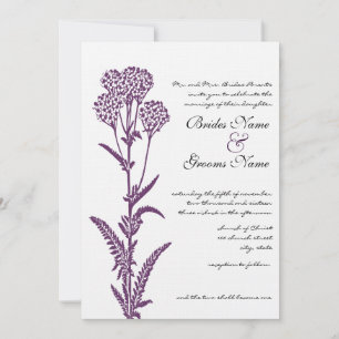 Convite roxo do casamento do ramo da flor selvagem