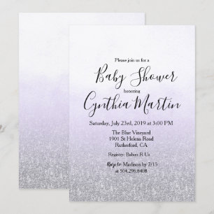 Convite roxo do chá de fraldas da aguarela da