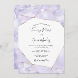 Convite roxo & Dourado elegante do casamento de