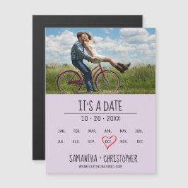 Convite Roxo É um Noivado de Foto Personalizado por Data