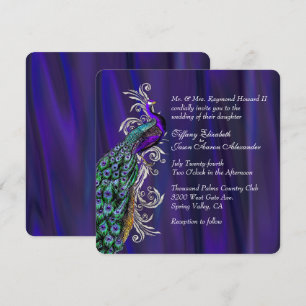 Convite roxo Glam do casamento do cetim e do pavã