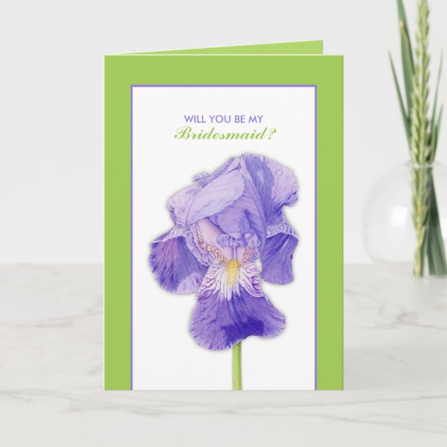Convite Roxo Iris Verde Você Será Minha Carta De Bridesmai (Frente)