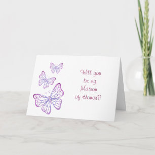 Convite Roxo Mauve Rosa Classe Borboleta Dama de Honra