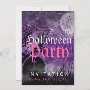 Convite Roxo para a Web de Lua e Aranha do Hallowe