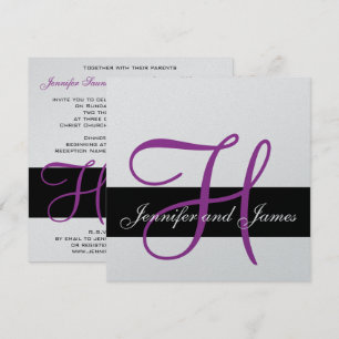 Convite roxo preto de prata do casamento