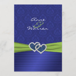 Convite Royal Blue Damask e Pregas em Chartreuse