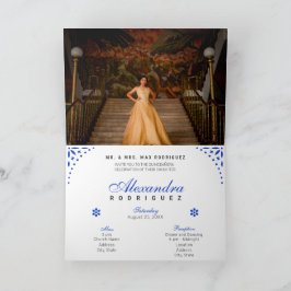 Convite Royal Blue Papel Picado Mis Quince Años