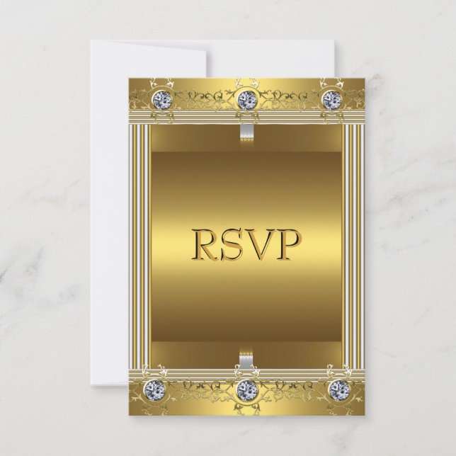 Convite RSVP Aniversário de 60 anos Dourado (Frente)