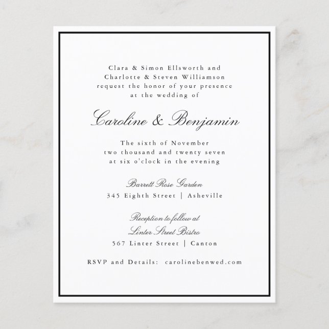 Convite RSVP de Casamento de Borda de Script Forma (Frente)