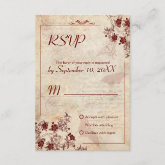 Convite RSVP de Casamento de Cherry Blossom Vintag