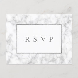Convite RSVP de Casamento de Marble Branco Moderno