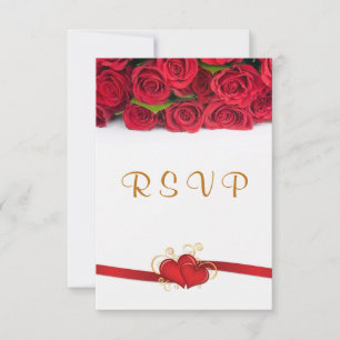 Convite RSVP de Casamento de rosas vermelhas e cor