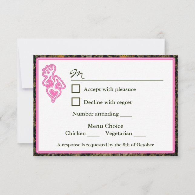 Convite RSVP de Casamento Personalizado Rosa de Ca (Frente)