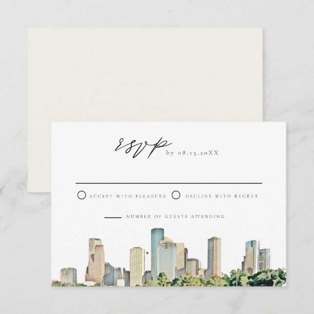 Convite RSVP de Casamento Skyline Skyline para HOU (Frente/Verso)