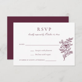 Convite RSVP de Casamento vintage Elegante Floral
