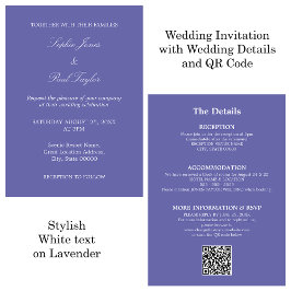 Convite RSVP de Código QR de Casamento de lavanda