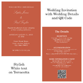 Convite RSVP de Código QR de Casamento Terracotta