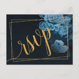 Convite RSVP de Frame Geométrico Dourado Simples C