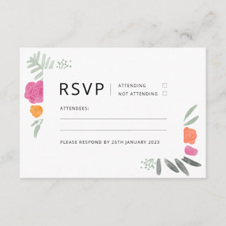 Convite RSVP de Rosa Floral