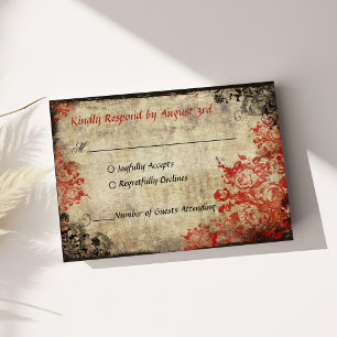 Convite RSVP do Casamento vintage Rosa vermelha