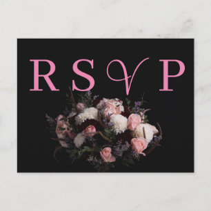 Convite RSVP Floral de Burgundy Vintage Escuro