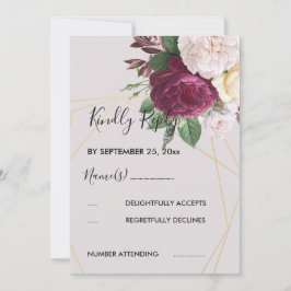 Convite RSVP geométrico de ouro Elegante