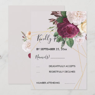    Convite RSVP Geométrico Elegantgolden