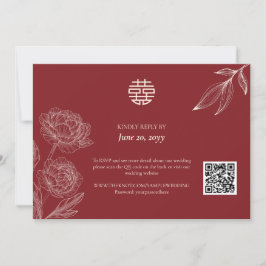Convite RSVP para Casamento Chinês Floral Elegante