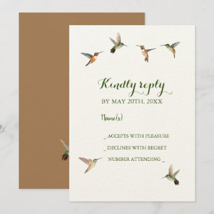 Convite RSVP para Casamento de Aves Hummingbird Ru