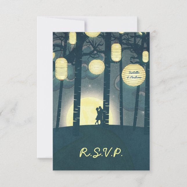 Convite RSVP para Casamento de Floresta de Sonho d (Frente)
