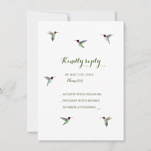 Convite RSVP para Casamento de Hummingbird (Frente)