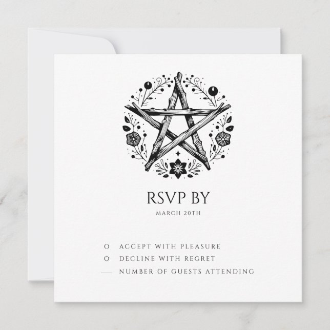 Convite RSVP para Casamento Romântico Pagan Wicca (Frente)