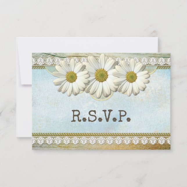 Convite RSVP para Casamento Rustic Floral Country (Frente)