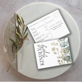 Convite RSVP Verde e Branco para Boho Eucalyptus S