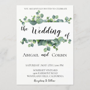 Convite Russo De Casamento De Eucalyptus