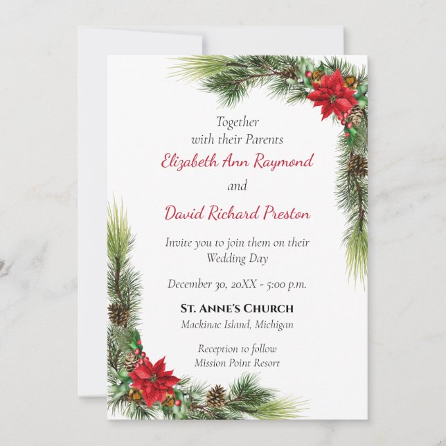 Convite Russo De Casamento De Natal (Frente)