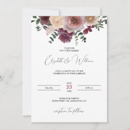 Convite Russo para Casamento Burgundy &Champagne B
