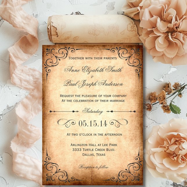 Convite russo para casamentos vintage (Rustic vintage wedding invitation)